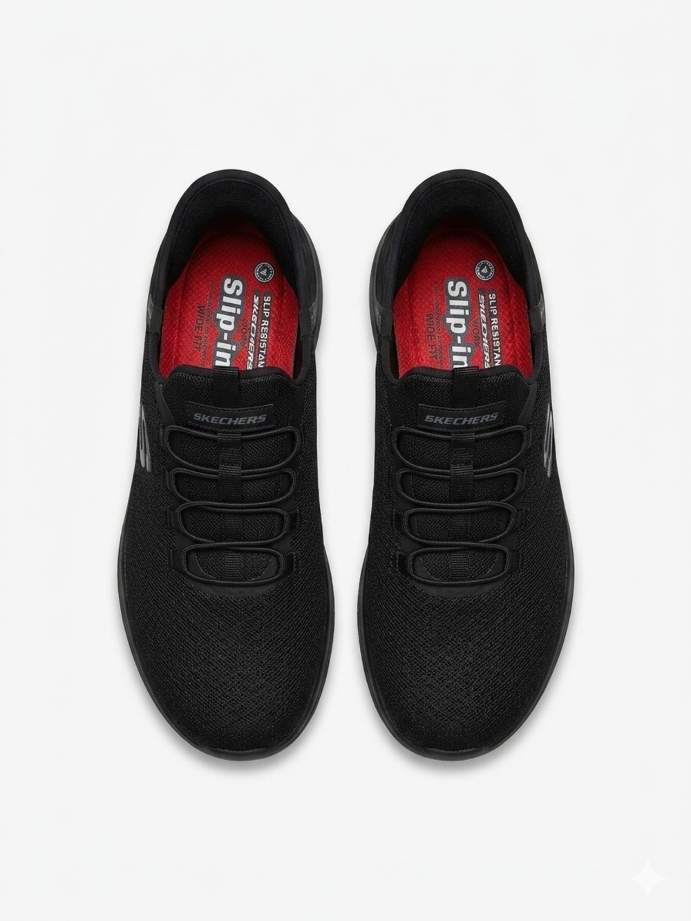 Skechers Black Knit Slip-On Athletic Sneakers with Red Insole - Picture 2 of 3